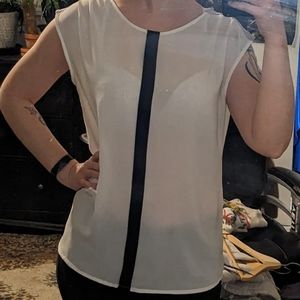 White blouse with stripe detail